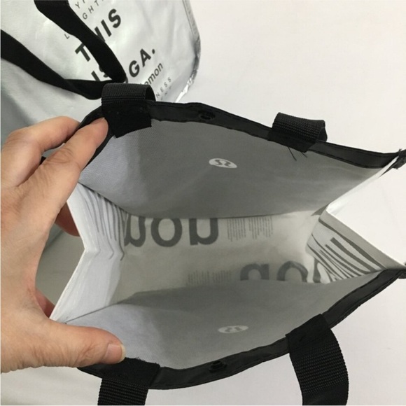 Lululemon 2 Sizes Gift Bags Silver and Black Lululemon Logo This is Yoga Printed - Picture 11 of 15